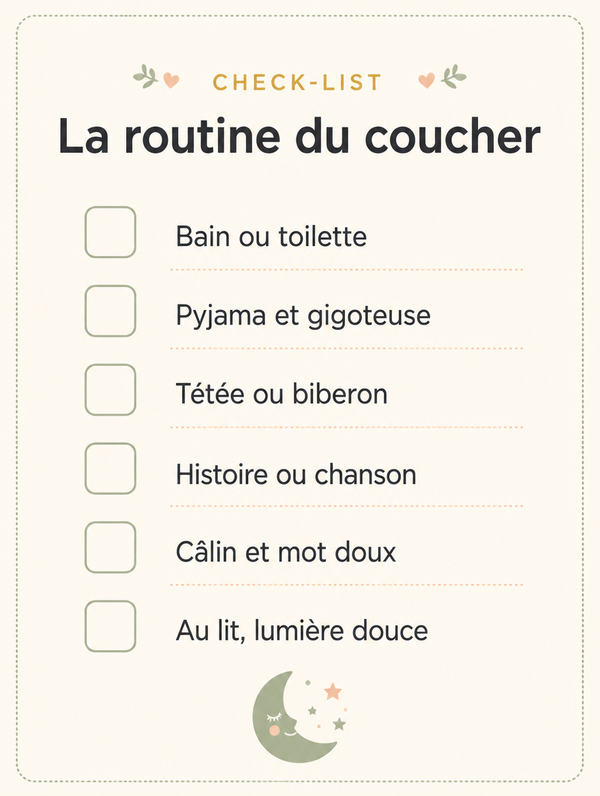 Page du guide : check-list de la routine du coucher